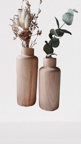 Florero De Madera Eucaliptos Set X 2 Unidades 