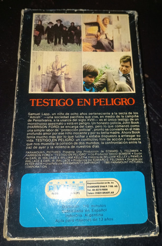 Testigo En Peligro!!en Vhs Clásico Suspenso H,ford!! (Usado)