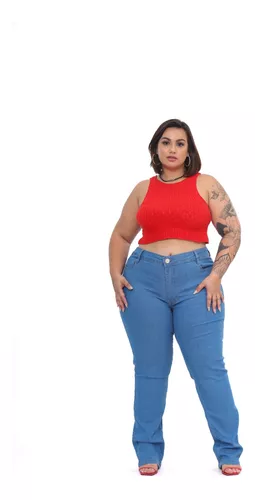 Calça plus size jeans nova reta - Calça PLUS SIZE Jeans Nova Reta Fenomenal  - Fenomenal