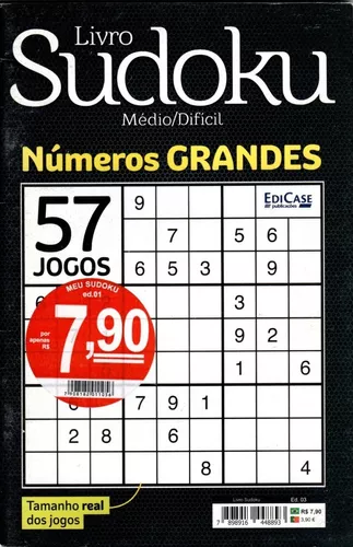 Livro Sudoku Ed. 05 - Médio/Difícil - Com Números Grandes - Só Jogos 9x9 -  EdiCase