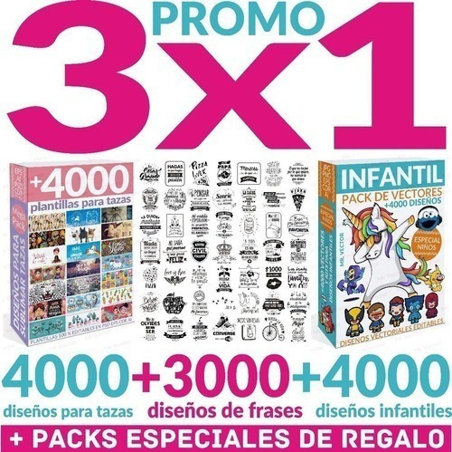 Kit   4000 Plantillas Taza +3000 Frases 4000 Infantiles !!.