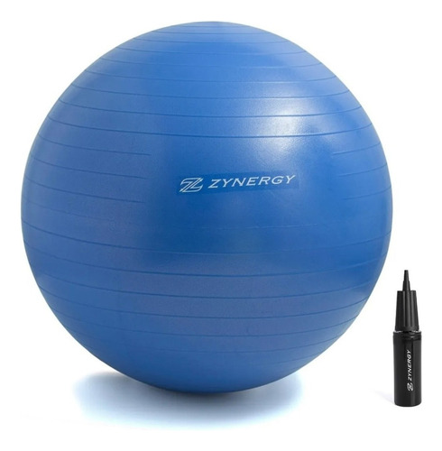 Pelota De Yoga/ Fitness/pilates/zynergy 55ccm Incluye Bomba Color Azul