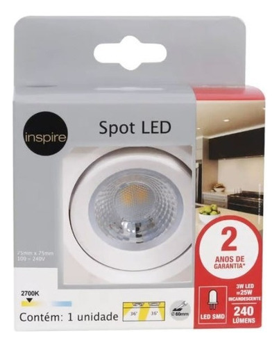 Spot De Embutir Led 3w Luz Amarela Inspire 127/220V