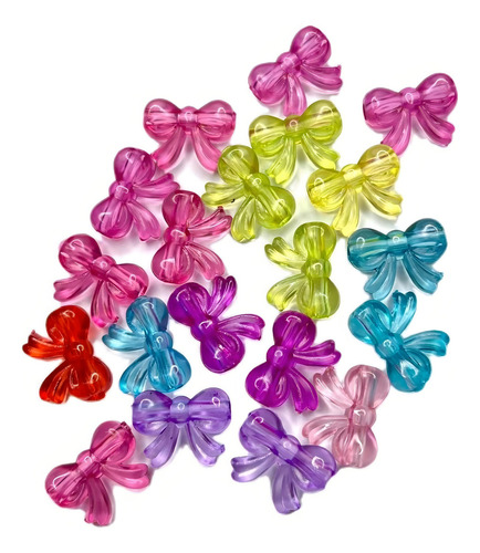 55 Pcs Coloridos Bowknot Miçangas Infantis Cor Cor Transparente Diâmetro 20 Mm