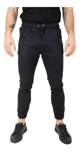 Pantalón Jogger Liso Hombre Gabardina Elastizado