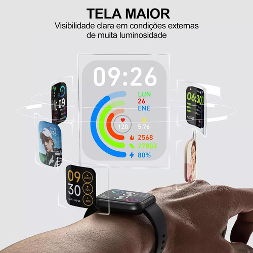 Relógio inteligente Mertto Smartwatch Alexa Bluetooth Call 1,83 polegadas Idw25 Mesh Strap Cor preta Ip68