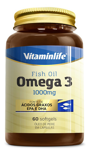 Ômega 3 - Óleo De Peixe (1000mg) 60 Softgels Vitaminlife Sabor Sem sabor