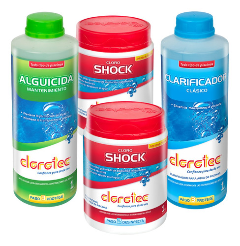 Kit 3 En 1 Alguicida + Clarificador + Cloro Shock