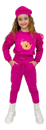 Moletom Infantil Mini Diva Blogueirinha Com Boina Conjunto