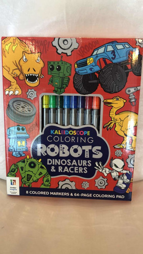 Libro Para Colorear Dinosaurios, Con Marcadores Doble Punta