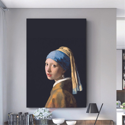 Cuadro La Joven De La Perla Vermeer Canvas Grueso 90x60 Crt1