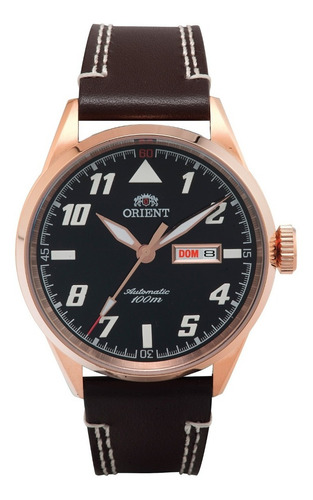 Relógio Orient Masculino Automático 469rp001 Bronze Couro