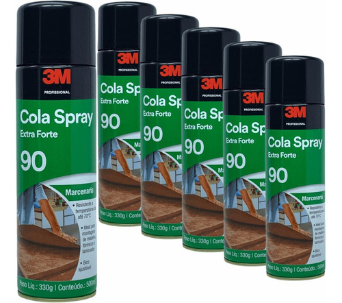6 Cola Spray 90 Extra Forte 3m Madeira Fórmicas E Laminados