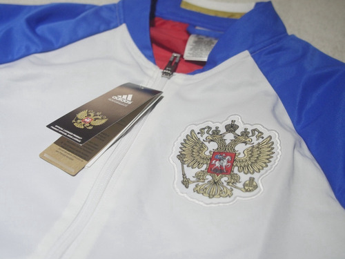 Imagen 2 de 8 de Campera adidas Rusia Doble Tela Blanca/azul Nueva