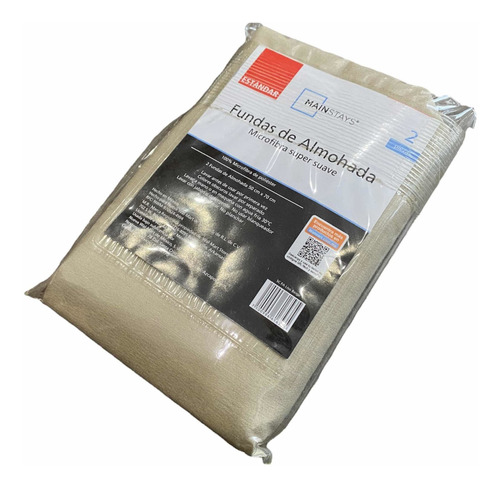 Fundas Almohada Estándar Beige Microfibra Mainstays + Regalo