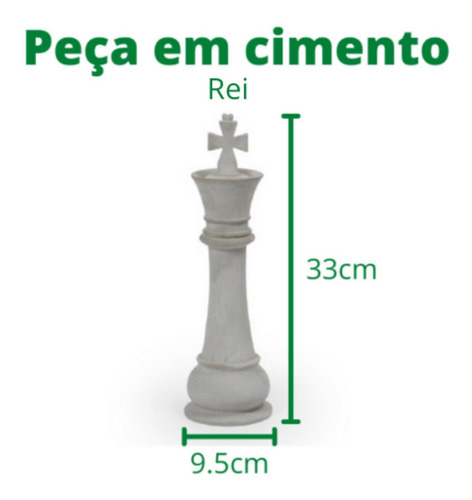 Imagem 2 de 6 de Kit Conjunto De Peças De Xadrez Com 6 Peças Em Cimento