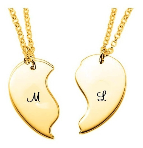 Dije Corazon Partido Oro Laminado 14kt Con Cadena Incluida