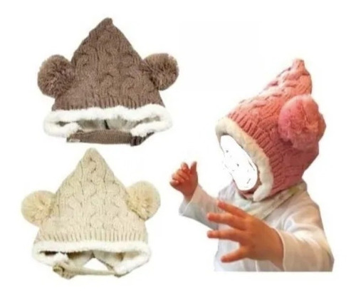 Gorro De Lana Con Microfibra Bebés 9 A 24 Meses Nuevo