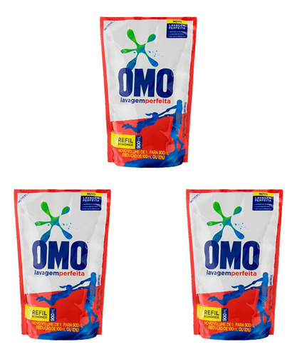 Kit 3 Und Detergente Líquido Omo Lavagem Perfeita 900ml