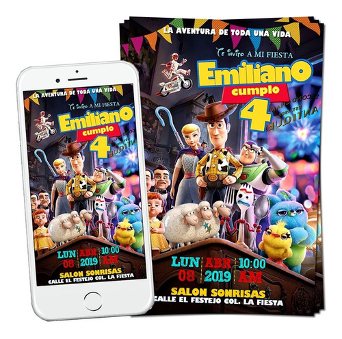 Invitación Toy Story 4  Digital Imprimible
