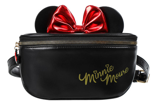 Miniso Bolsa Disney Minnie Mouse Con Moño Y Orejas Negro 7x1