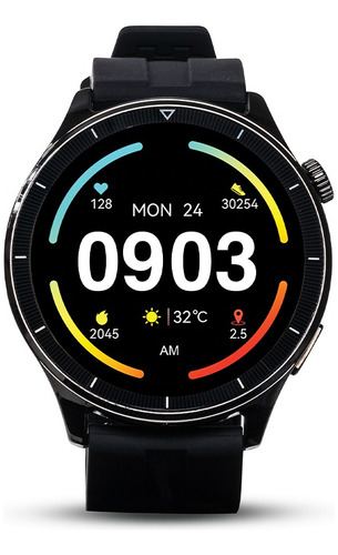 Smartwatch Reloj Inteligente Stf Kronos Evolution 1.45  Ip67 Color de la caja Negro Color de la correa Negro Color del bisel Negro Diseño de la correa Silicon