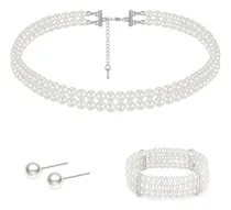 Comprar Gionforsy Gargantilla De Perlas Blancas Collar De De Perlas