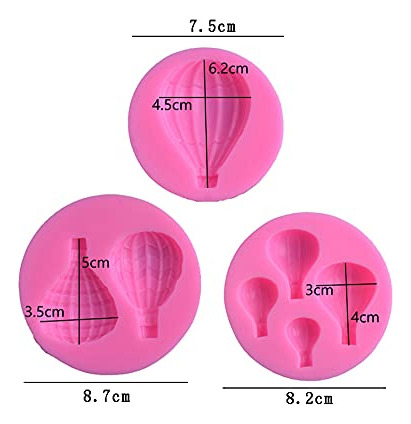 Juego De 3 Moldes De Silicona Para Fondant Con Globos Aerost