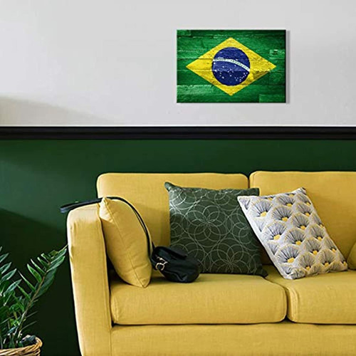 Imagen 2 de 7 de Letrero Decorativo, Bandera De Brasil, 24x32in, Daxirpi