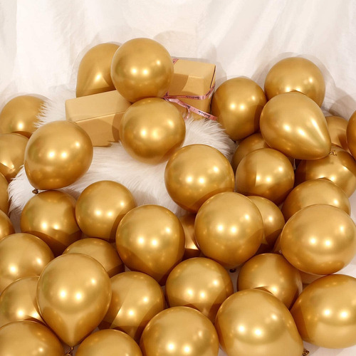 Imagem 2 de 5 de Balão Bexiga Metalizado Dourado - Cromado 25 Unidades N° 9