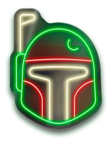 Luminária Neon Led Boba Fett Star Wars Estrelas 38x29cm