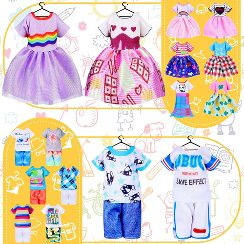 16 Piezas De Ropa De Muñeca Para Niña, Ropa De Muñeca De 6 P