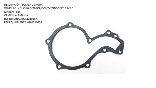 Bomba De Agua Volkswagen Gol-golf-vento-seat 1.8-2.0