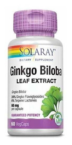 Extracto De Solaray Ginkgo Biloba, 60mg | 60 Recuento