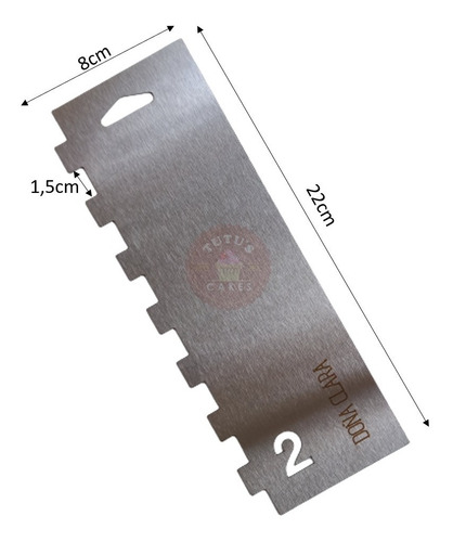 Imagen 2 de 6 de Espátula Scraper Textura N°2 De Acero Tortas Repostería