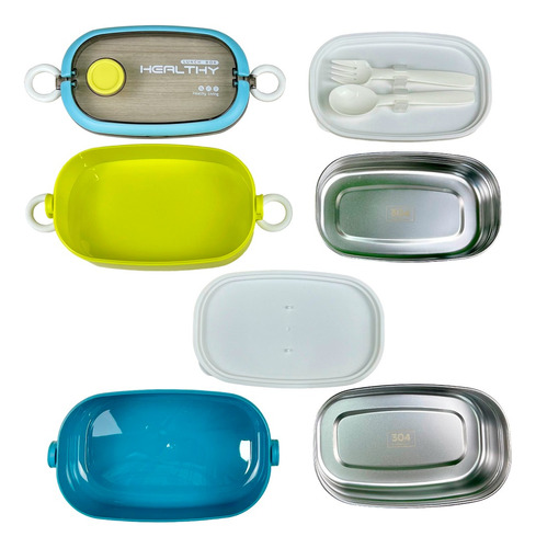 Lonchera Lunch Box 9 Pzas Charolas Acero Inox Desmontables