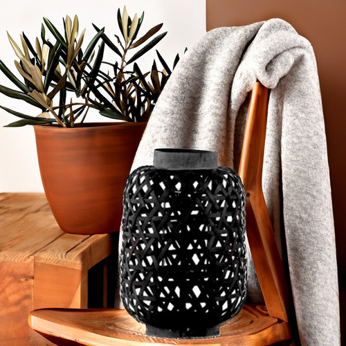 Lámpara Porta Velas De Mesa De Bambú Boho Deco