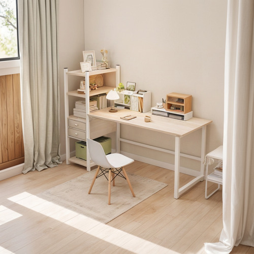 Mesa Escritorio Madera Para Computadora Con Cajó Con Estante