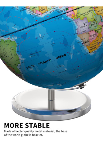 Soundance 13 Inch World Globe With Stable Heavy Metal Bas...
