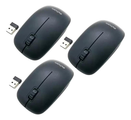 Kit 3 Mouse Óptico Usb Sem Fio Wireless 2.4 Ergonômico Exbom