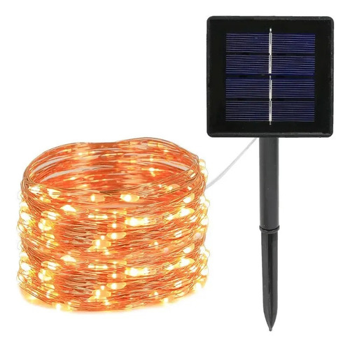 Cadena Led Luz Calida Con Panel Solar 7 Metros