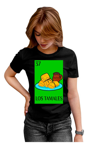 Playera De Dama Alfa Cartas De Loteria Mexicana Los Tamales