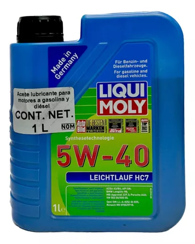 Liqui Moly 5w40 Aceite Sintetico para motor a Gasolina o diesel 1 litro -  Euro GDL