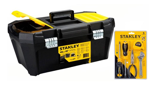 Set Stanley Caja Herramienta 17 Lts Stst80346-40 + Set 5 Her