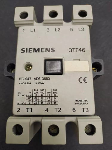 Contactor Siemens 3tf46 45a En Ac3 Bobina 220v