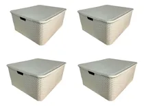 Comprar Pack X4 Cajas Canastos Organizadores Simil Ratan Grandes