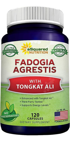 Tongkat Ali + Fadogia 1400mg X120un Musculación-resistencia