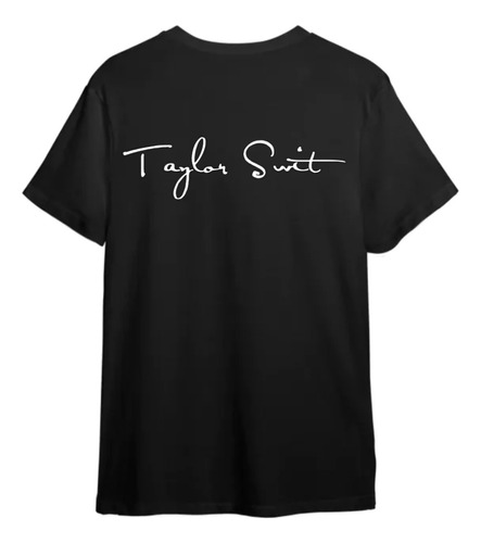 Remera Negra Hombre Estampada Vinilo Taylor Swift