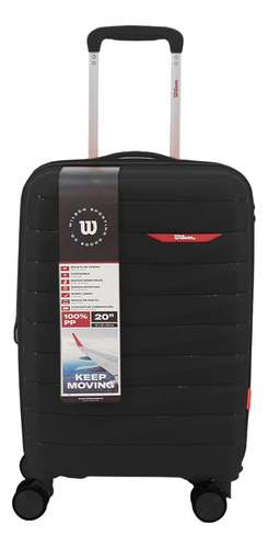 Valija Carry On Wilson De Viaje Para Cabina Maleta Equipaje Avión 20 Pulgadas Rígida Ruedas 360° Color Negro