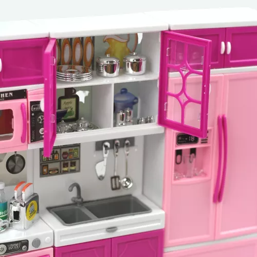 Mini Cozinha Boneca Barbie Completa Armario Geladeira Menina